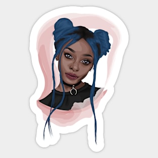 Girl with blue hair portrait Sticker